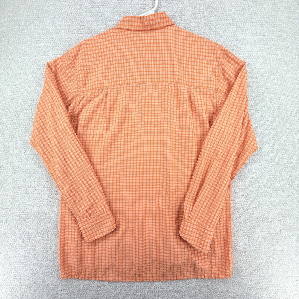 Simms Fishing Shirt Mens Large Orange Plaid Seersucker Long Sleeve Nylon Outdoor - Picture 6 of 10